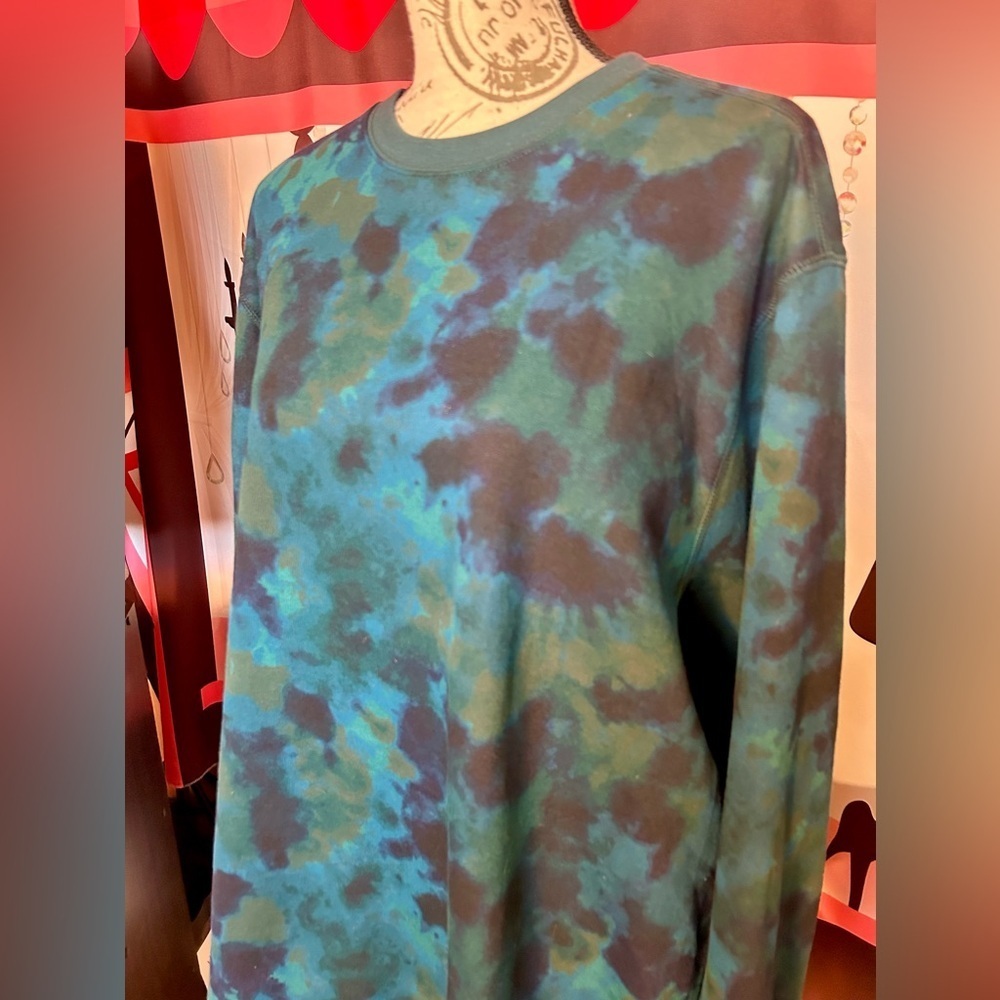 Eddie Bauer Men’s TXL Green Tie Dye Sweatshirt EUC!​​​ - Picture 4 of 7